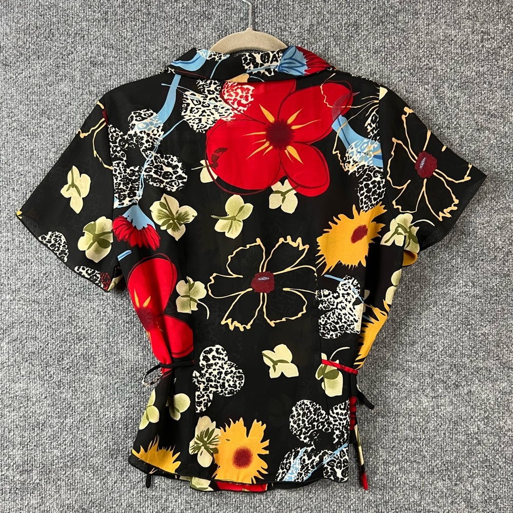 Dress U By Sharon Shirt Womens Size 10 Y2K Vintage Floral With Side Cinch Ties - Picture 4 of 8